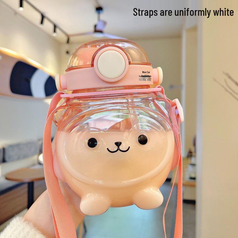 Large Capacity High-Temp Resistant Stylish Water Bottle with Straw for Girls - Perfect for Sports & Summer