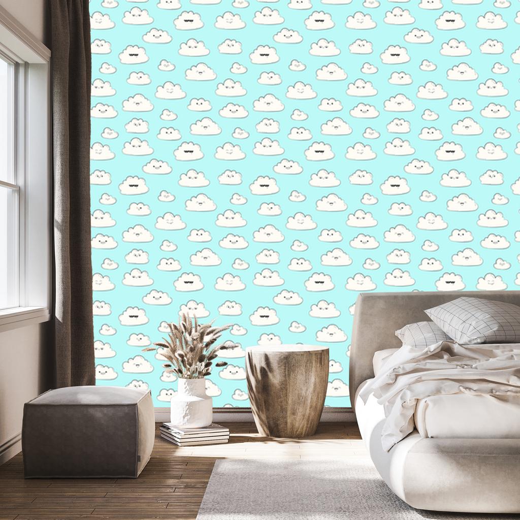 Cheerful Clouds Wallpaper for Living Room and Bedroom 50x1000