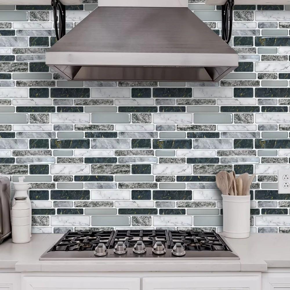 25PCS Marble Pattern Kitchen Stickers Waterproof Oilproof Bathroom Tile Stickers 3D Effect Crystal Self-Adhesive Wallpaper