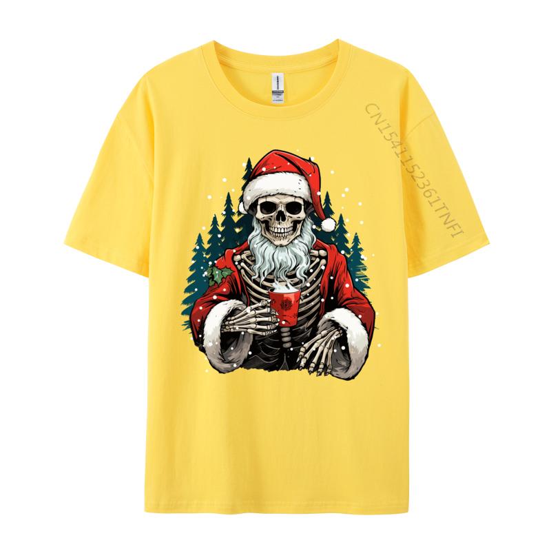 Skeleton Santa Dead Inside Santa Christmas Skull Funny T-Shirts Novelty Birthday Gifts Tees Tops Cotton Black T-Shirt