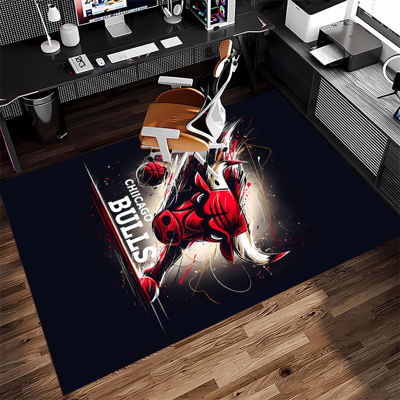 Chicago Bulls logo Print Area Rug-Soft,Washable Non-Slip Indoor Mat Office Chairs,Living Room,Home Office Decorative Rug