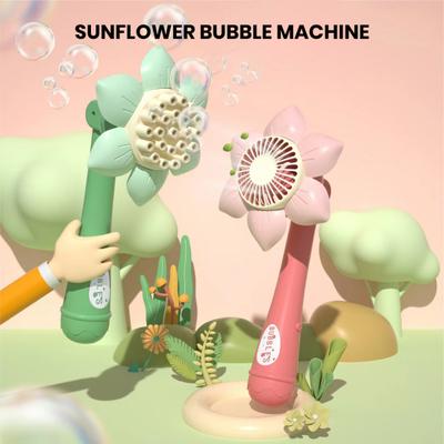 Máquina de fazer bolhas de girassol elétrica, varinha com 23 furos em forma de flor, para crianças, brinquedo automático para meninos e meninas, presente de aniversário