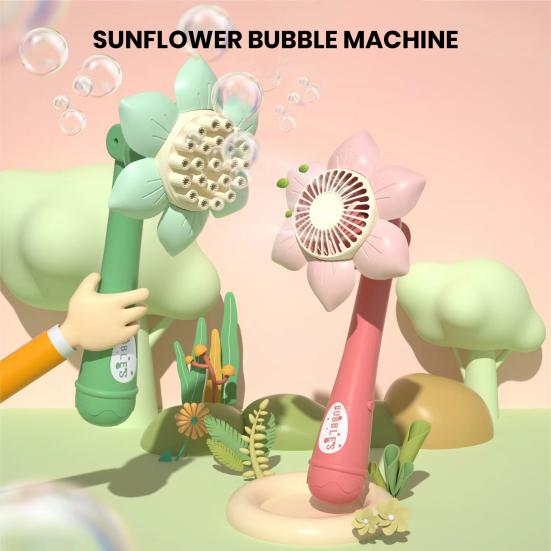 Electric Sunflower Bubble Maker Wand 23 Holes Flower Shape Kids Handheld Automatic Bubble Blower Machine Toy Boys Girls Birthday Gift