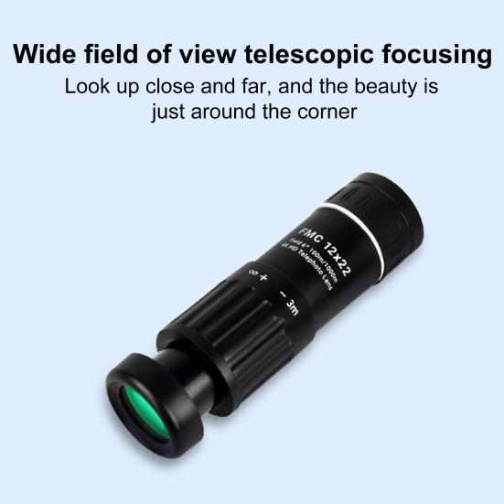 

12x22 Монокулярний телескоп Водонепроникний портативний портативний зовнішній туризм Піший туризм Полювання Спостереження за птахами Концерт Міні-портативний іконометр Телескоп зі шкалою C