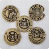 Antique Brass Qing Dynasty Five Emperors Coins, 3.2cm Diameter, Thickened Design