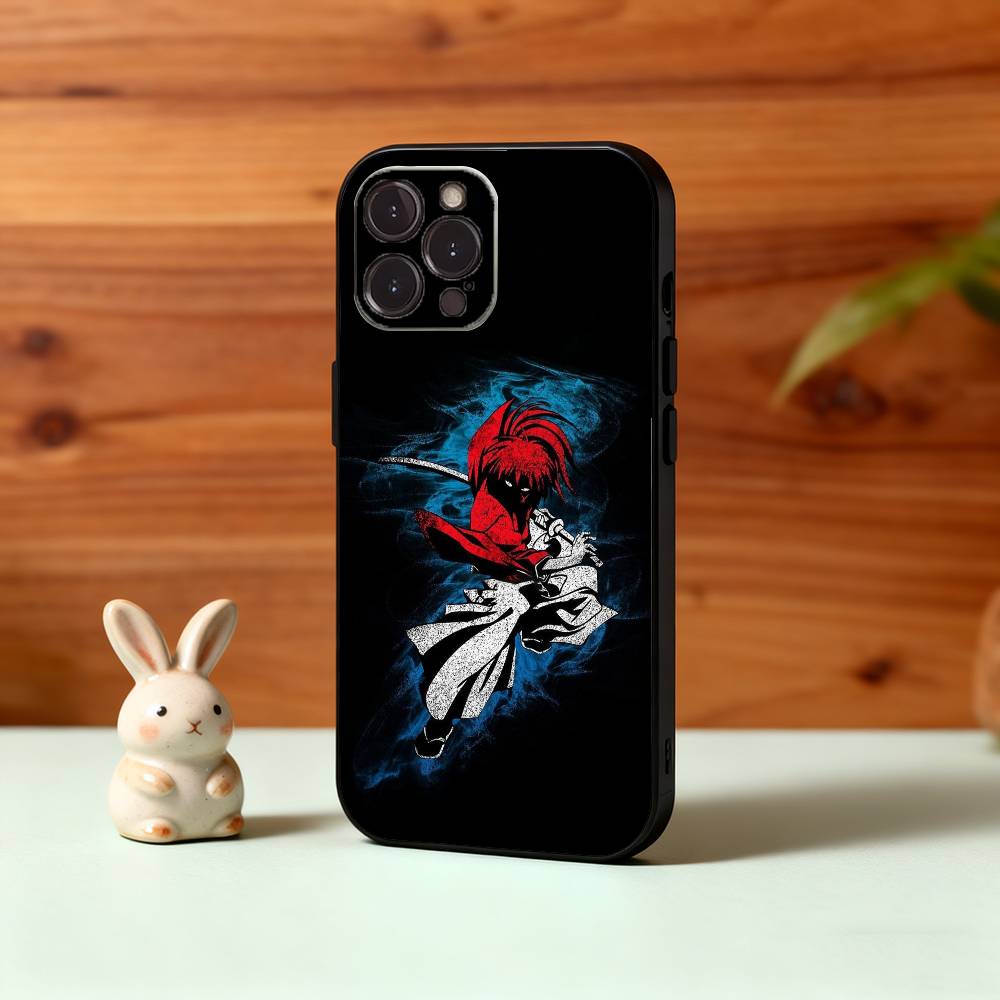 Anime R-Rurouni Kenshin Phone Case For iPhone17,16,15,14,13,12Plus,Pro Max,XS,5G Soft Silicone Black Cover
