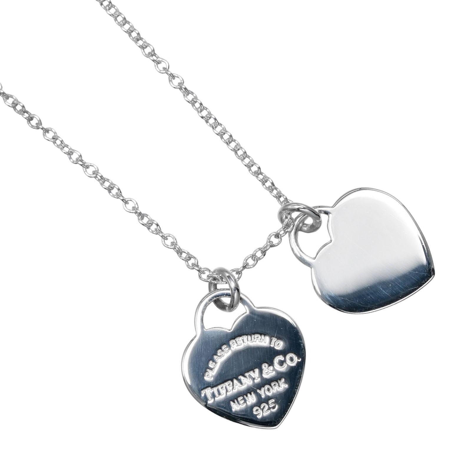 

TIFFANY&Co. Return to TIFFANY&Co. Double Heart Tag Necklace Silver925 3g Women Used