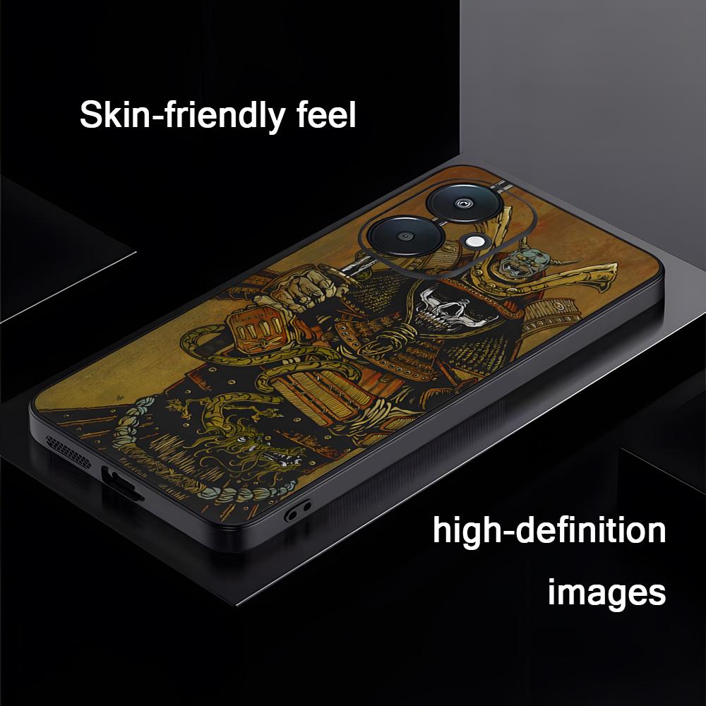 

Cool Japanese Samurai painting Phone Case For Xiaomi Redmi 14C 13C 12C Note14 13 12 11 10 Pro Plus S Soft Black Phone Cover Redmi Note 13 Pro+ 5G