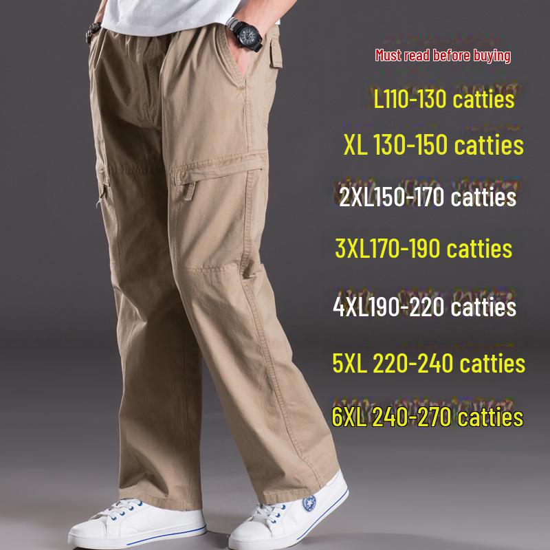 Men's Summer Workwear Casual Washed Cotton Pants, Multi-Pocket, Plus Size M-6XL