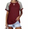 2026 Spring/Summer New Round Neck Color Block Short Sleeve Women's T-Shirt Top