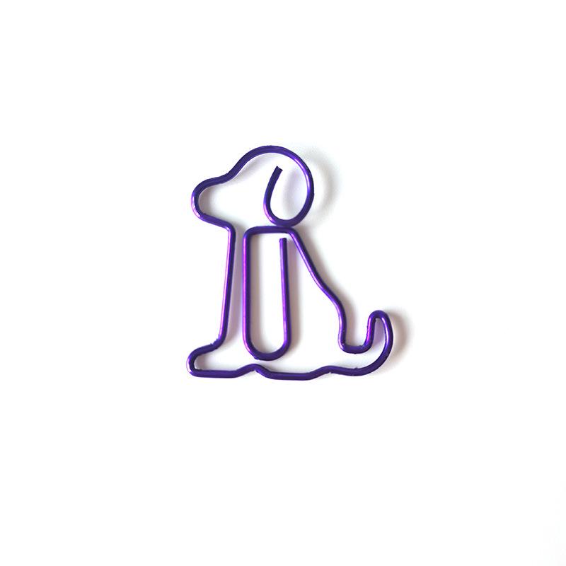 Colored Dog-Shaped Paperclip Set - Metal Cartoon Office Clips