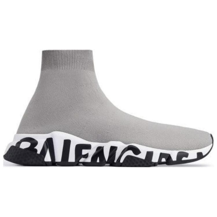 Balenciaga Graffiti Speed Graffiti High top Casual Shoes Men's Gray Black White 605972W05GE1391