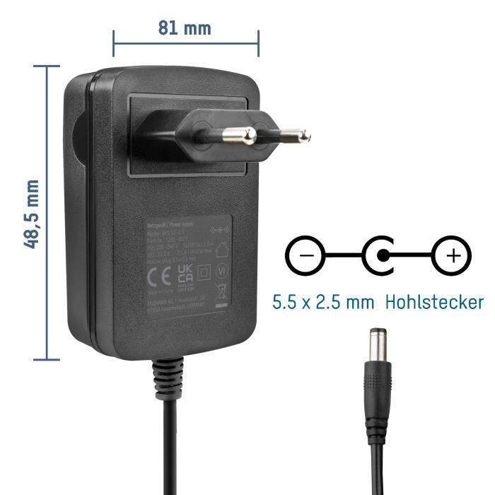Alimentation 12v pour routeur aps 12-2.5 - ansmann - compatible avec fritz-box