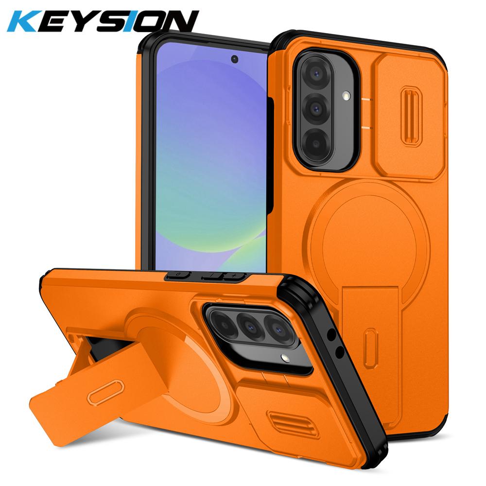 

KEYSION Shockproof Magnetic Case for Samsung A56 5G A36 5G Slide Camera Protection Kickstand Phone Back Cover for Galaxy A16 4G 5G for Samsung A16 5G помаранчевий