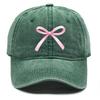 Rosa Schleife Verstellbare Snapback Baseballkappe Gewaschene Baumwollkappe Für Mann Vintage Unelastisch Sonnenhut Perfekt Für Outdoor-Sportarten