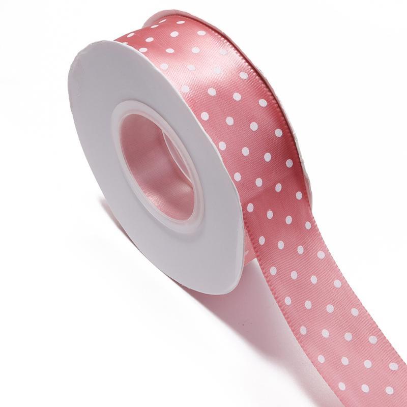 Fadeless Polka Dot Satin Ribbon 25mm 25 Yards Per Lot Reusable DIY Craft Material for Hair Bow Making Wedding Decor