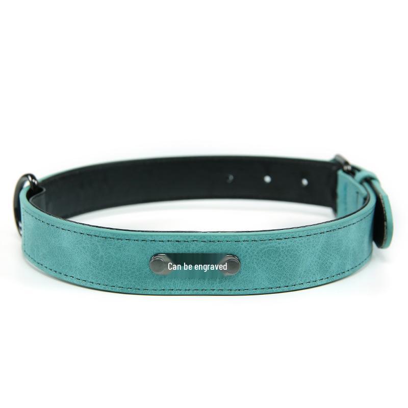 Engravable Microfiber Leather Dog Collar with Adjustable Anti-Lost Tag