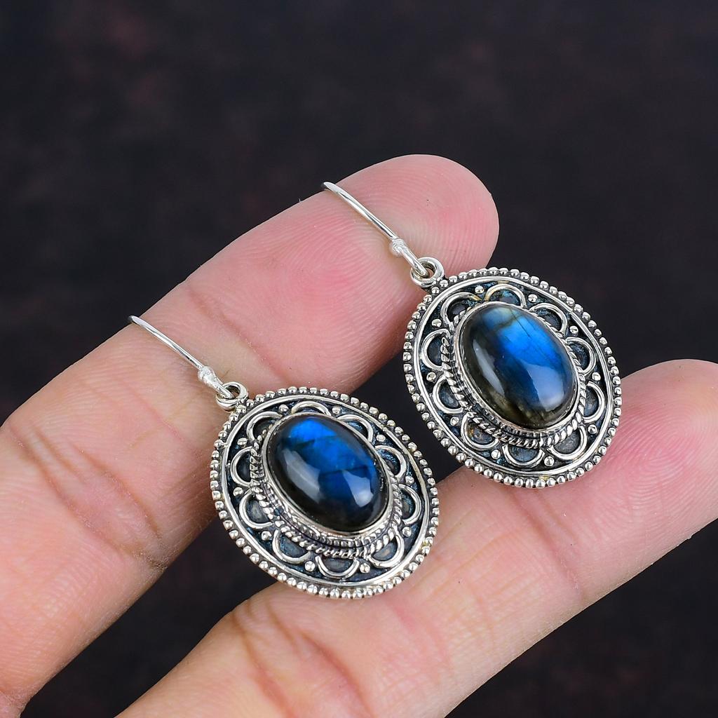 Cercei Labradorit Argint Sterling 925 Cercei Piatră Prețioasă Bijuterii Decente Handmade Cercei Vintage Cadou Logodnă Bijuterii Piatră Natală