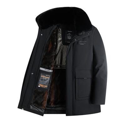 Dad's Cotton Coat and Cotton Jacket Can Be Removable Inner Jacket Plus Velvet Inner Lining Large Fur Collar Large Size