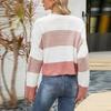 Women's Casual Casual Pullover Sweater Stripe Contrast Colour Short Long Sleeve Sweater
