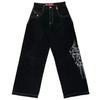 Streetwear Jeans Y2K Harajuku Hip-Hop Cartoon Bestickt Schwarz Locker Herren Weite Jeans