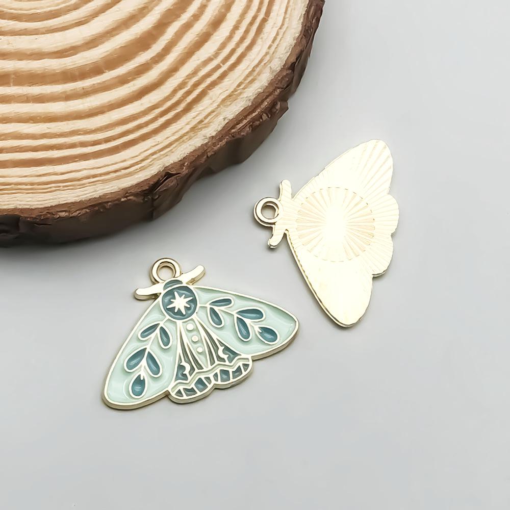 Colorful Enamel Alloy Butterfly & Leaf Pendant Charm for DIY Jewelry