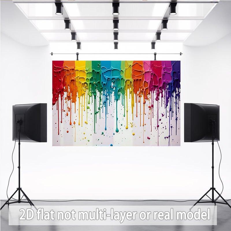 2D Plane - A Single 2D Plane Banner with Colorful Paint Droplet Patterns Depicted On It