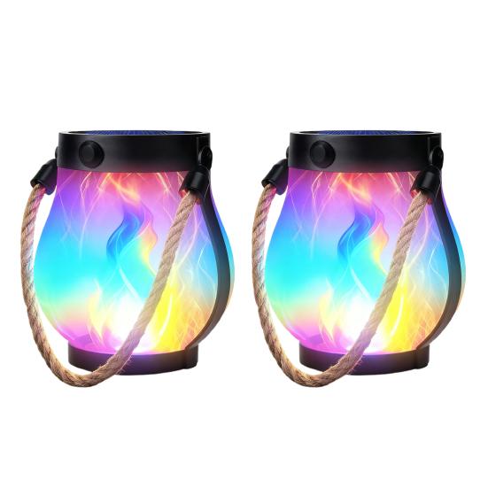 Weihnachtsflammenlaterne Seil LED Lichterkette mit automatischer Ein/Aus-Funktion Wasserdichte Outdoor-Hängelaterne für Camping Gartenparty