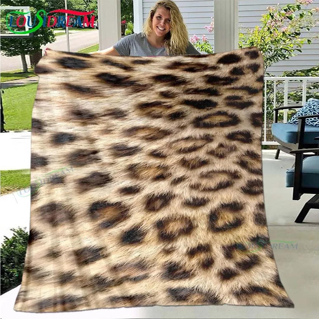 Fashion Panther Leopard Pattern Blanket Flannel Thin Blanket Portable Home Travel Office Lunch Break Blanket Birthday Gift