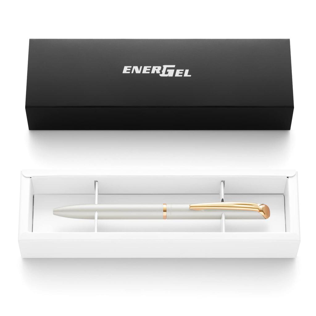 Pentel Ballpoint Gel Ink Energel Pastel Pearl Gift Pen, Philography, 0.5mm, White, Box, Black, BLN2005PW-AGG