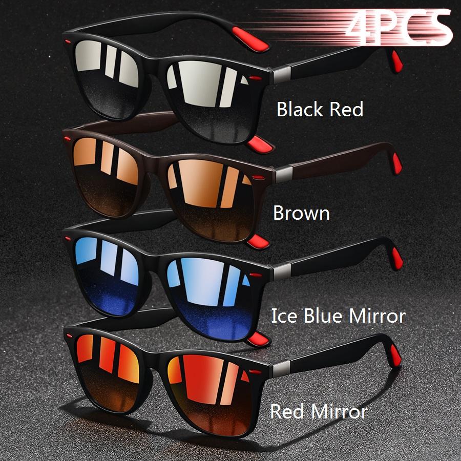 4 PCS Vintage Metal Sunglasses Men Women Luxury Designer Sun Glasses Anti Glare UV400 Fishing Driving Eyewear