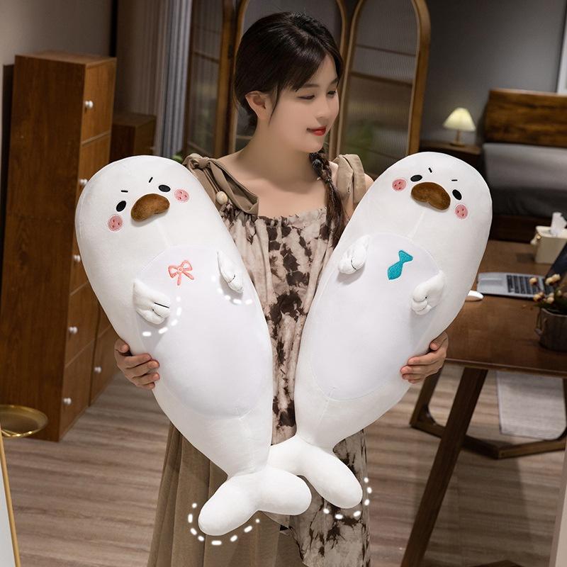 Soft Seal Throw Pillow Plush Toy Doll Aquarium Seal Doll Schoolgirl Sleeping Soothing Doll