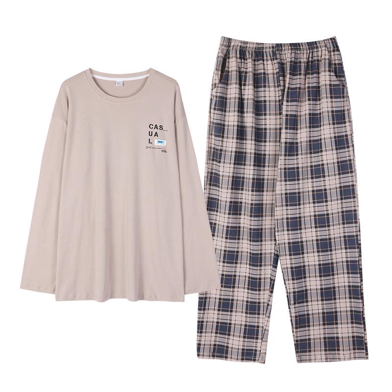 Men's Spring & Autumn Cotton Long Sleeve Pajamas Set for All Ages