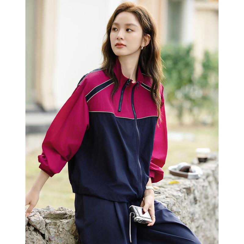 Demana Women's Color Block Stand-up Collar Jacket