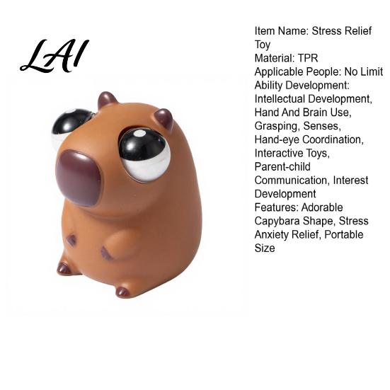 Capybara Squeeze Toy Popping Eye Anxiety Stress Relief Sitting Adult Reliever Pinch Sensory Soft Ball Animal Fidget