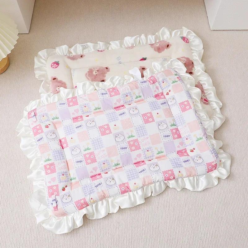 

1PC Double sided Pet Sleeping Mat Dog Bed Cat Bed Soft Hair Thickened Blanket Pad Fleece Home Washable Warm Blanket Pet Supplies S 47x33cm