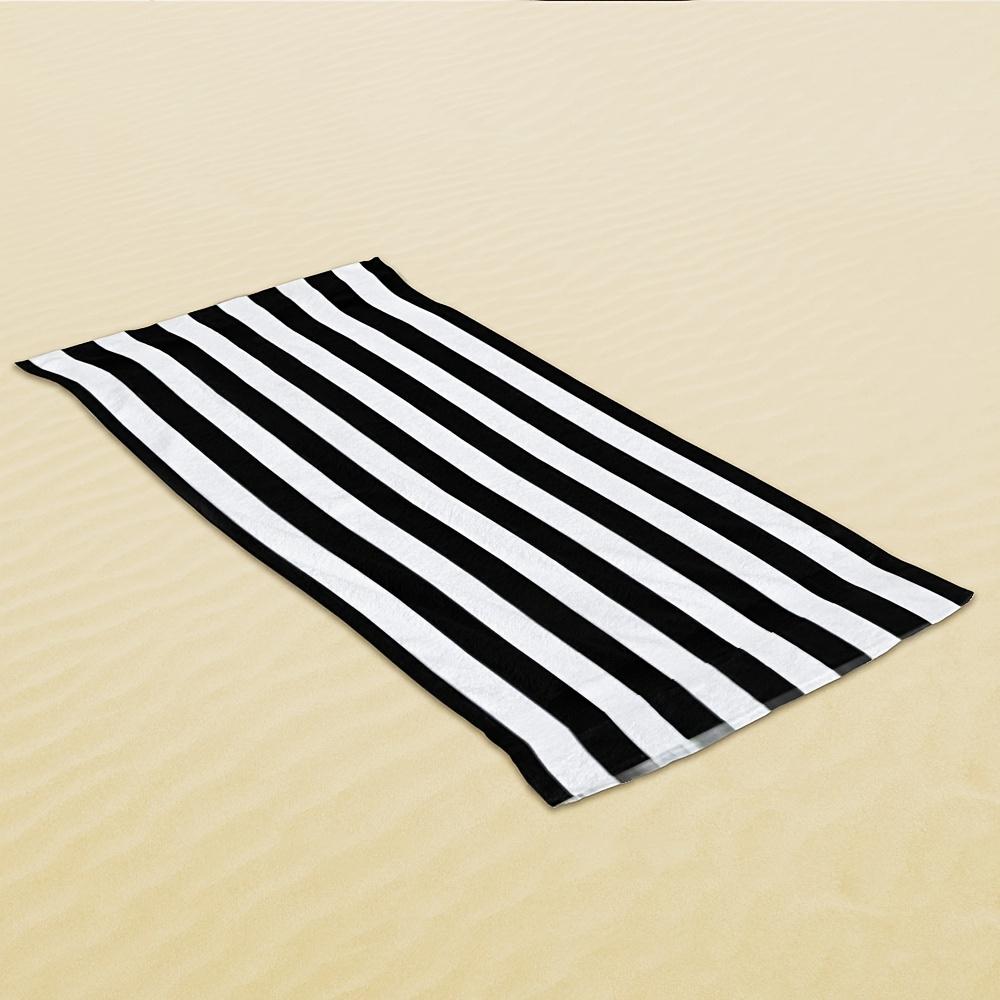 

Fun Black and White Striped Beach Towel, Modern Graphic Art Quick-Dry Sand-Free Microfiber Bath Towel for Picnic and Camping W40*H60(CM)