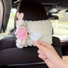 Cute Car Tissue Box Holder Soft Plush Rabbit Hanging Paper Dispenser Universal Auto Seat Back Organizer for Home Car Office
