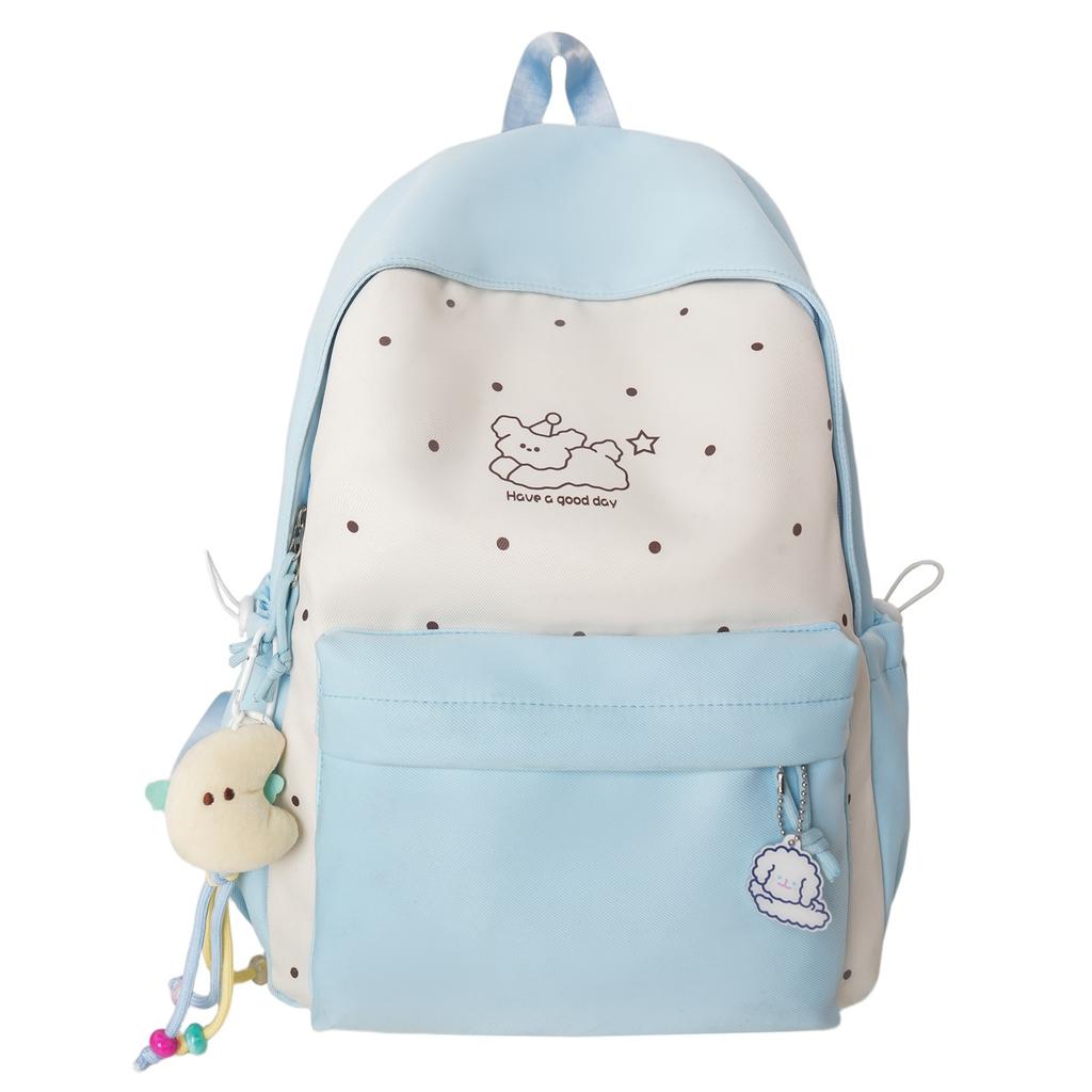 Winter New High-Value Polka Dot Color-Block Lightweight Student Backpack for Girls and Boys