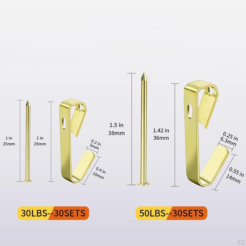 120 Pieces Picture Hooks with Nails Hangers Heavy Duty Metal Hanging Kit for Jewelry