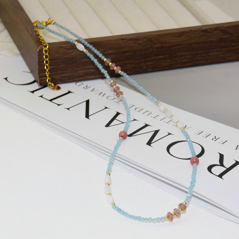 Colorful Fresh Vacation-Style Beaded Necklace: Fashionable, Versatile Clavicle Chain for Women