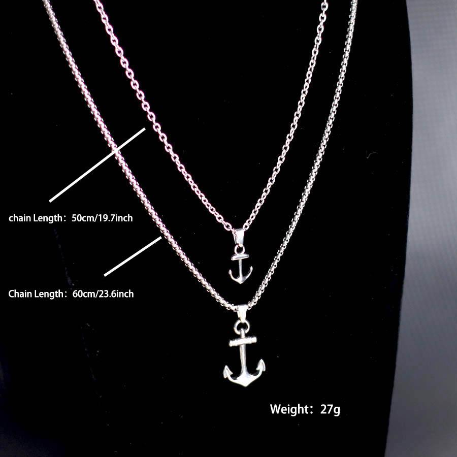 Hiphop Anchor Necklace For Men 2Pcs/Set Stainless Steel Cuban Chain Collar Outdoor Motorcycle Cool Riding Neck Accessories Punk