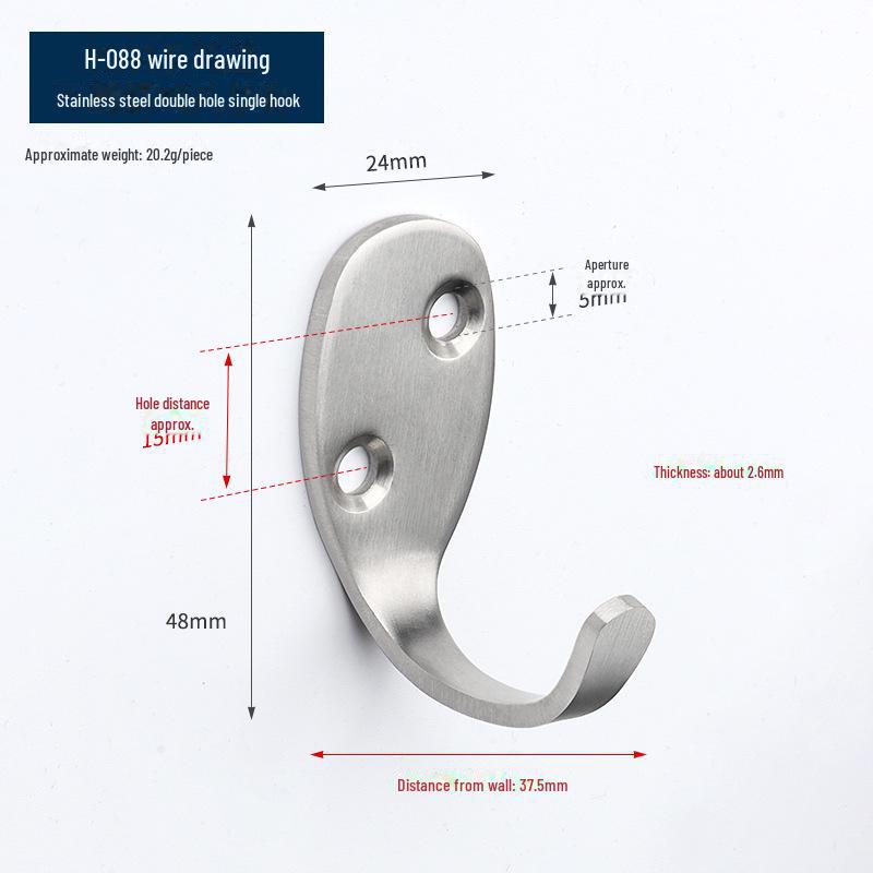Black Stainless Steel Single Clothes Hook for Home and Hotel Use