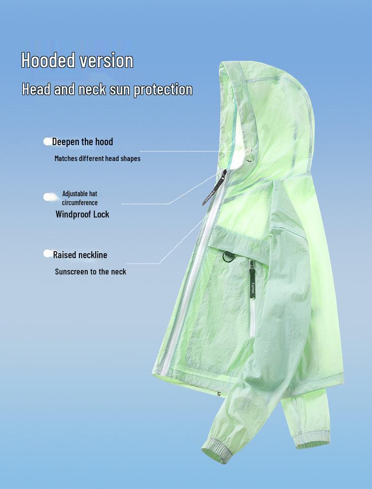 2025 Premium Summer Sun Protection Hooded Ice Silk Jacket for Men, Women & Couples - Breathable Outdoor Sportswear.
