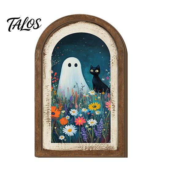 Halloween Entryway Decor Ghost Arch Wooden Sign, Cute Table Rustic Farmhouse Decoration Shelf Decor, Decorative Wall Art for Mantel Living Room
