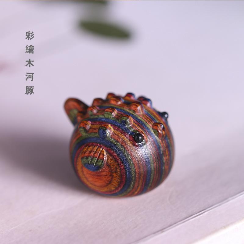 

Wooden Painted Lively Little Pufferfish Ornaments Desktop Miniature Items DIY Pendant Accessories Birthday Gift