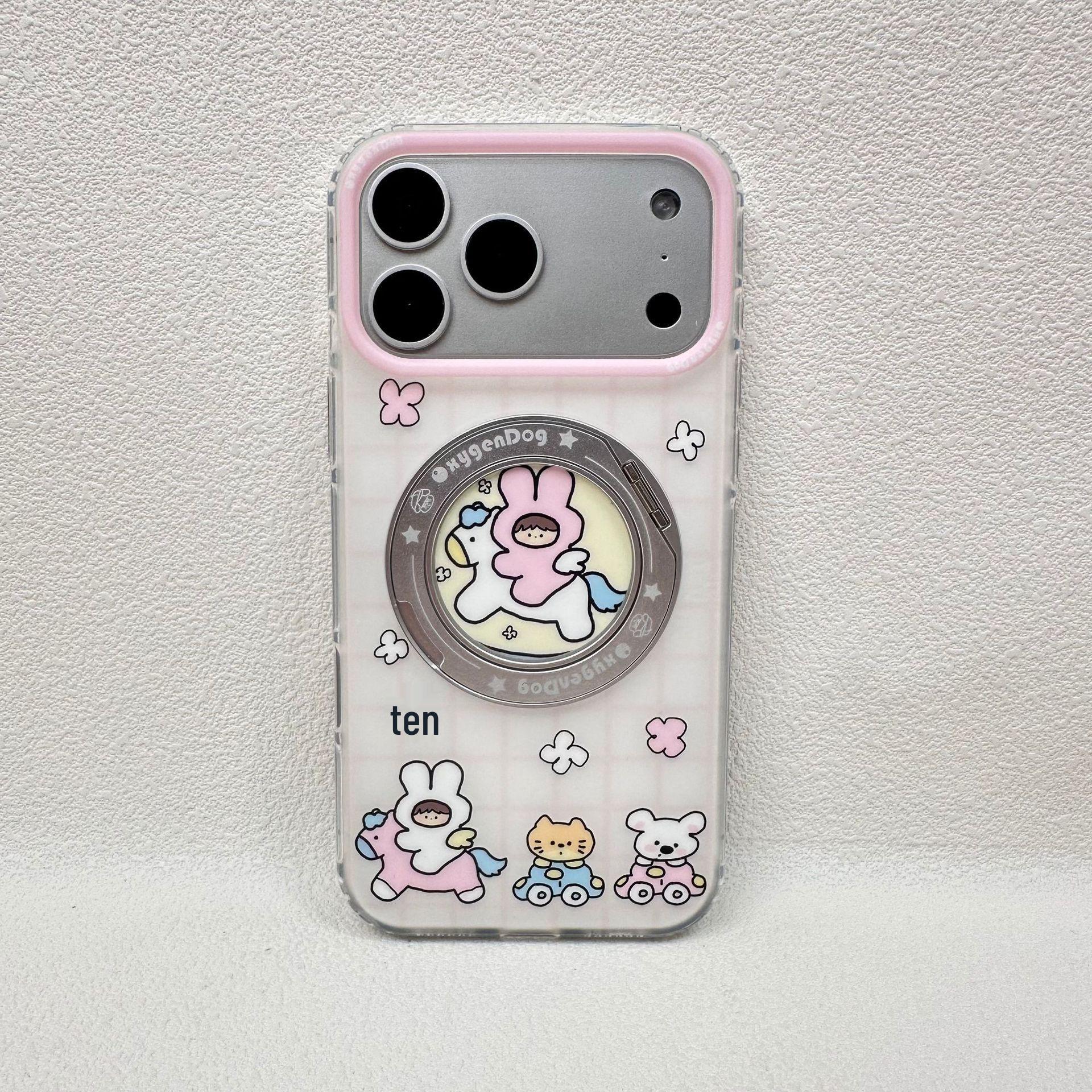 

Trendy Brand 360° Rotating Plaid Cartoon Animal Stand for iP17 Pro Max iPhone 17 Pro