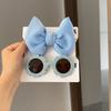 New Children Solid Color Cotton Bowknot Wide Hairband Round Sunglasses Set Baby Girls Sunglasses Kids Hair Accessories