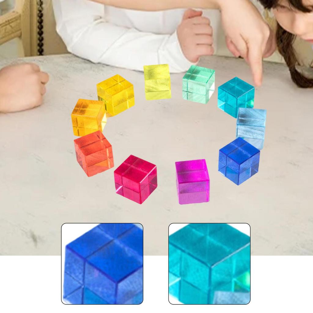 100 Pieces Rainbow Acrylic GEM Cubes for Kids Learning Color Recognition Stacking Blocks Building