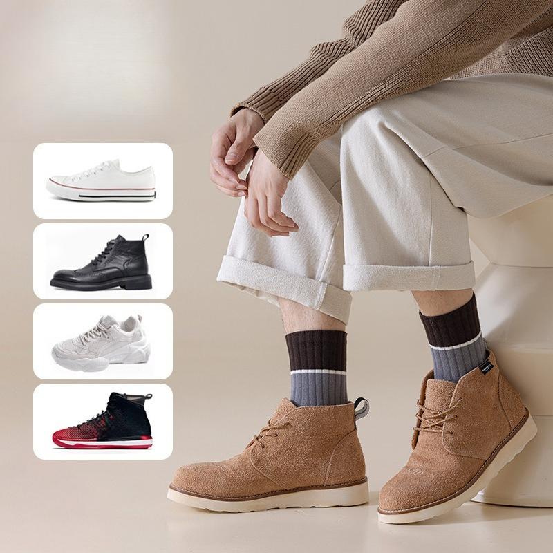 Men's Autumn and Winter Thickened Double-yarn Sports Mid-calf Socks, Men's Anti-odor, Sweat-absorbing and Antibacterial Winter Socks